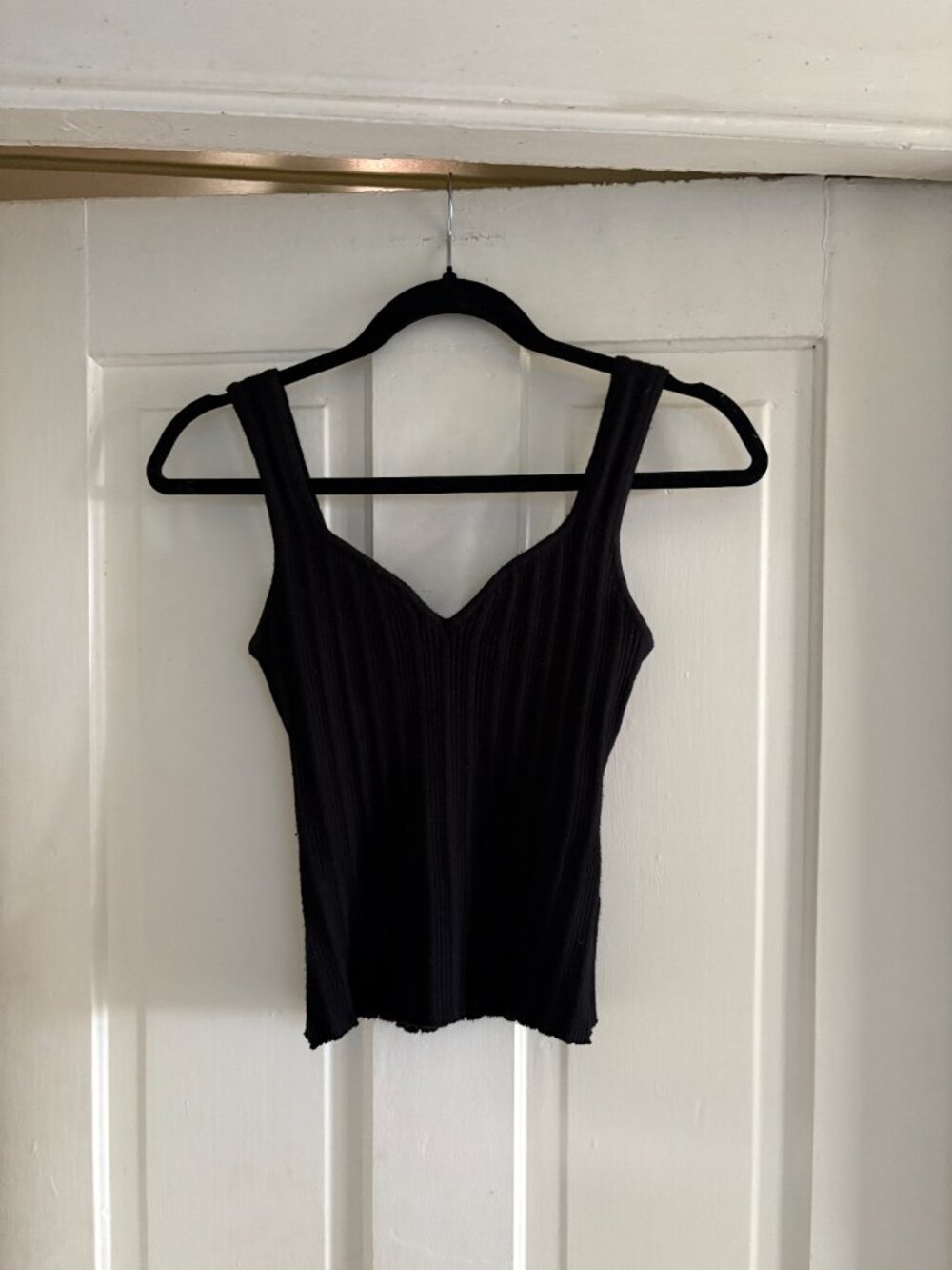 Black Knit Ribbed Tank Top - Picture 2 of 3